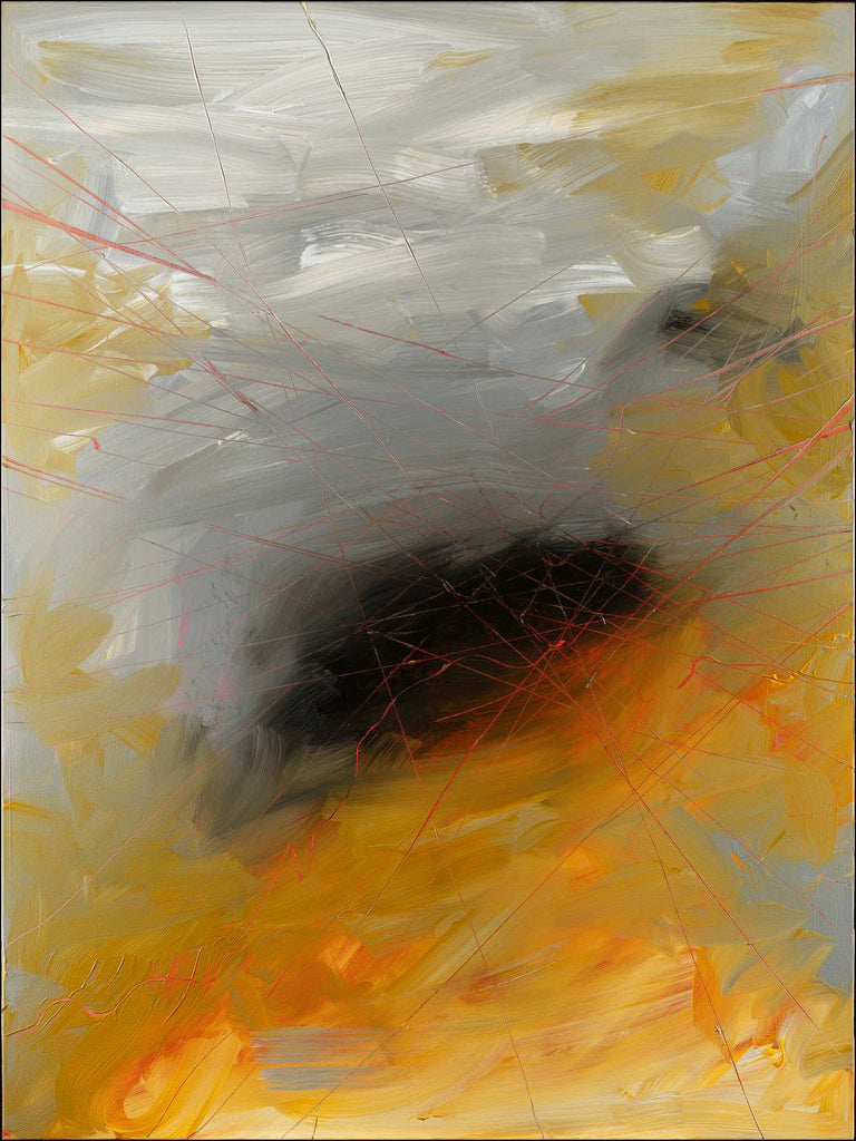 Large Abstract Painting - Golden Static - 48x36 Inch Acrylic on