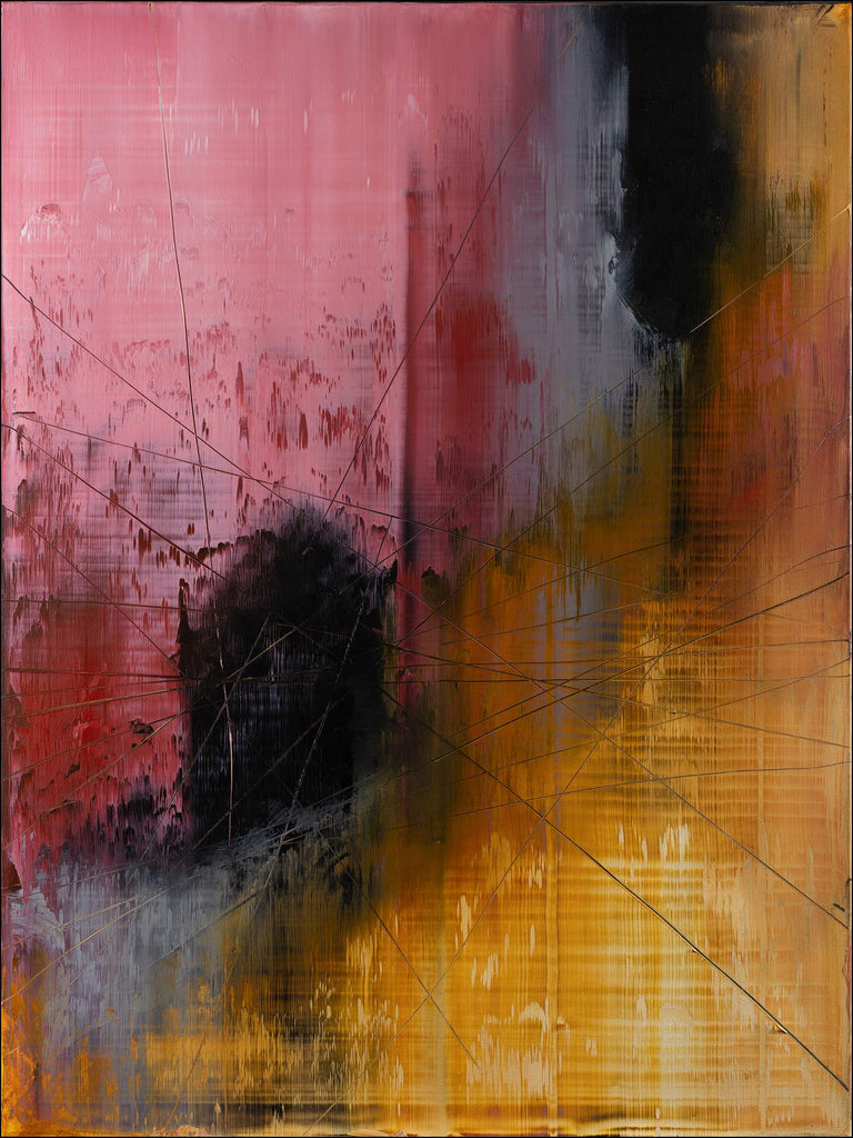 Under the Surface, pink original abstract painting by Nemanja Nikolic, 40"x30", acrylic on canvas