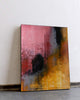 Pink, ochre and black abstract painting, original acrylic on canvas 40x30 inches