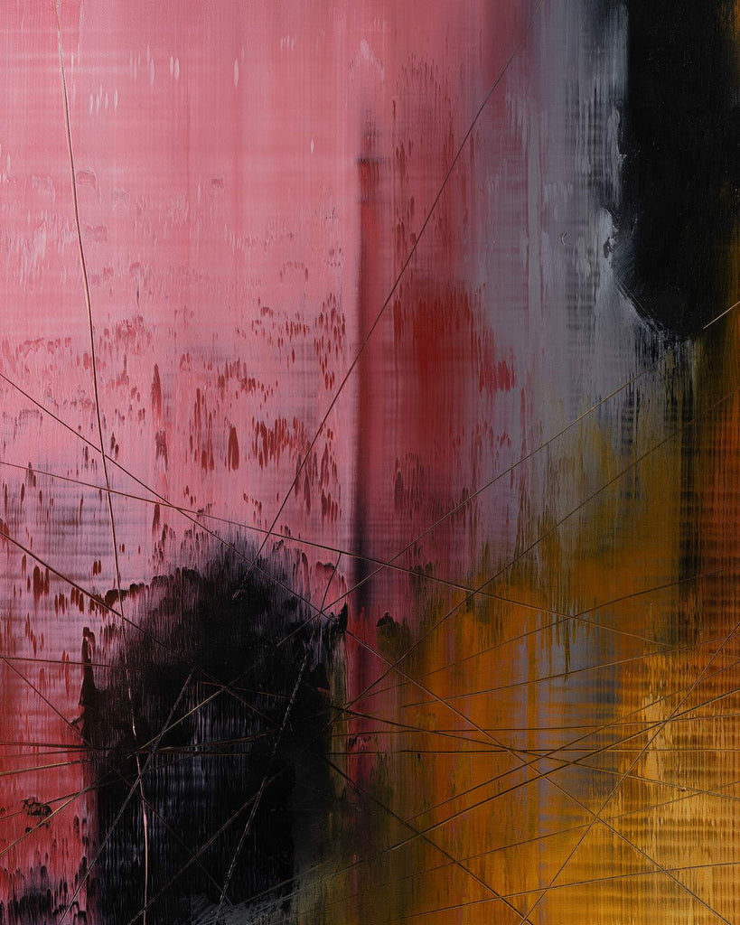 Under the Surface, close-up showing texture, pink abstract acrylic on canvas by Nemanja Nikolic