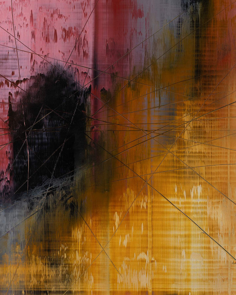 Under the Surface, close-up showing brushwork, pink abstract acrylic on canvas by Nemanja Nikolic