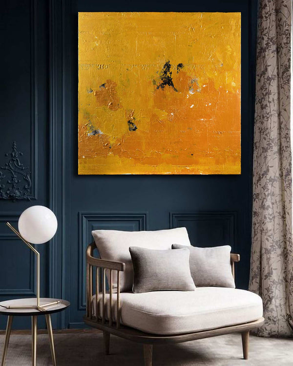 Aurea Sententia, yellow original abstract painting by Nemanja Nikolic, 36"x36", acrylic on canvas