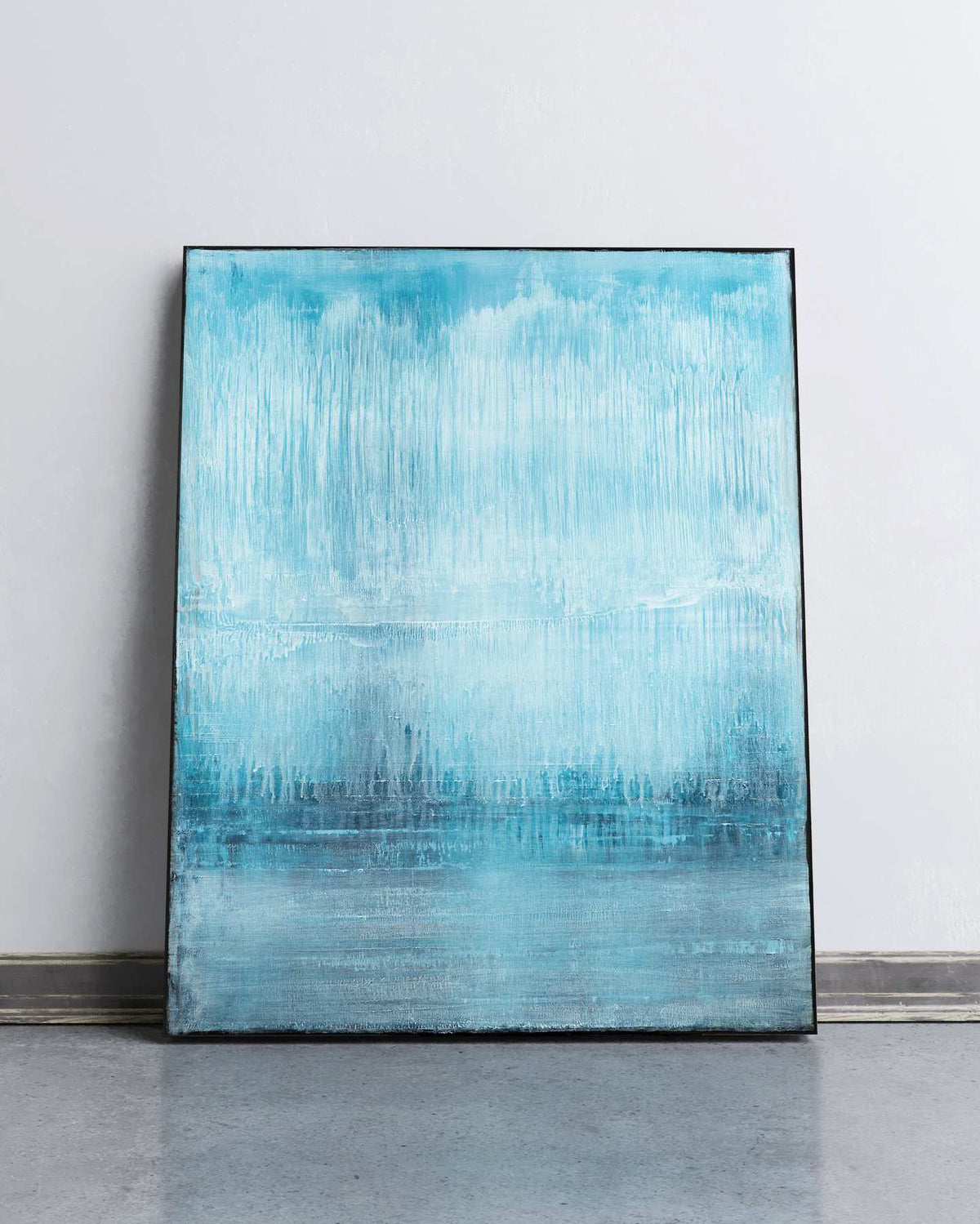 Turquoise and White Abstract Landscape Painting, 38x30 | Nemanja