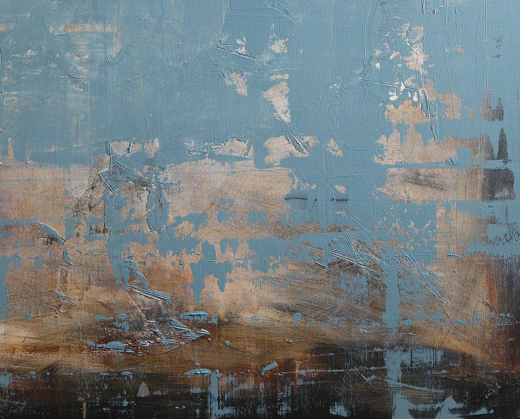 Abstract Original Painting-Broken Blue / 46''x 38''/ Acrylic on Canvas / 2018 - By Nemanja Nikolic