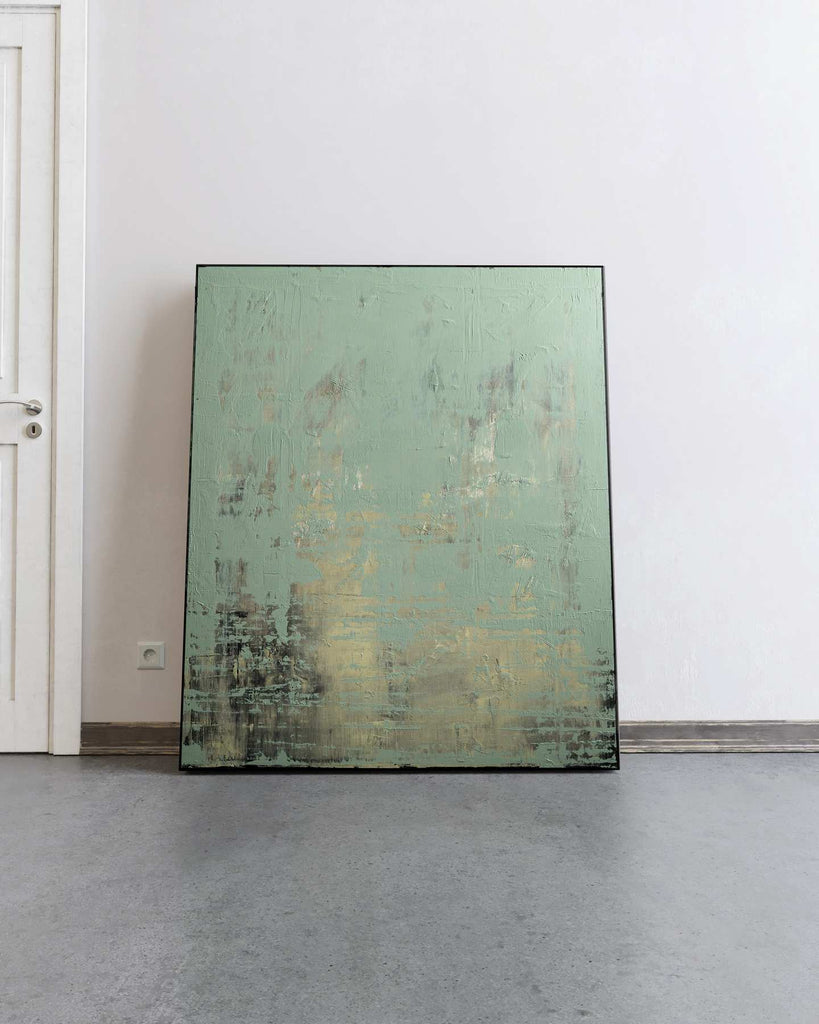 Abstract Original Painting-Broken Green / 46''x 38''/ Acrylic on Canvas / 2018 - By Nemanja Nikolic