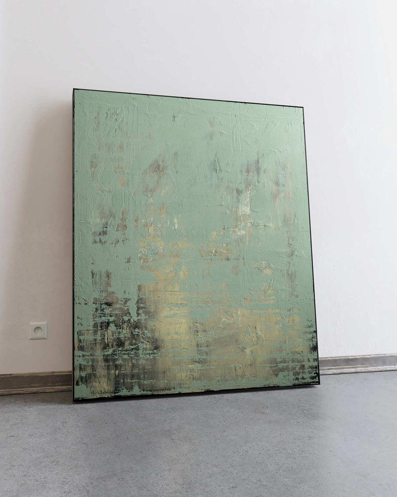 Abstract Original Painting-Broken Green / 46''x 38''/ Acrylic on Canvas / 2018 - By Nemanja Nikolic