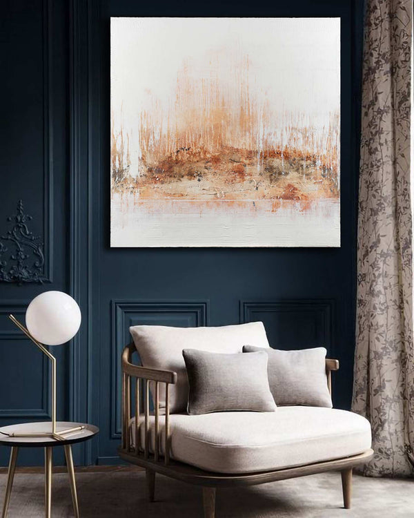 Cor Auri, blue original abstract painting shown in a styled living room, by Nemanja Nikolic