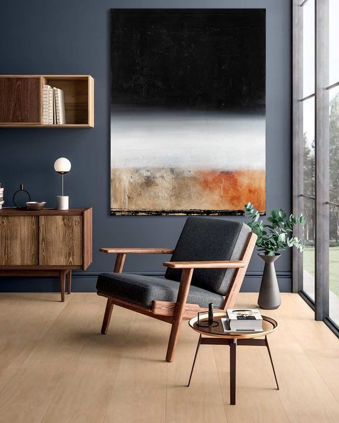 Large Abstract Painting Fade to Black 48x36 Inch Acrylic on Canvas