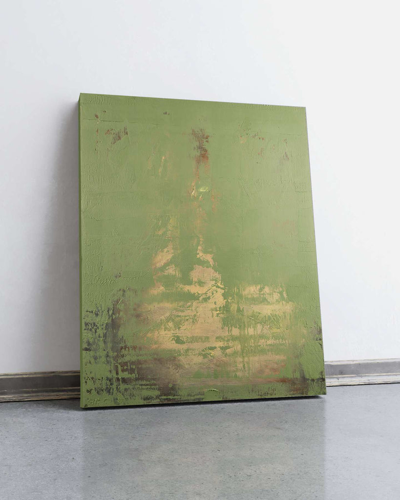 Abstract Original Painting-Grass Green Composition / 38''x 30''/ Acrylic on Canvas / 2019 - By Nemanja Nikolic